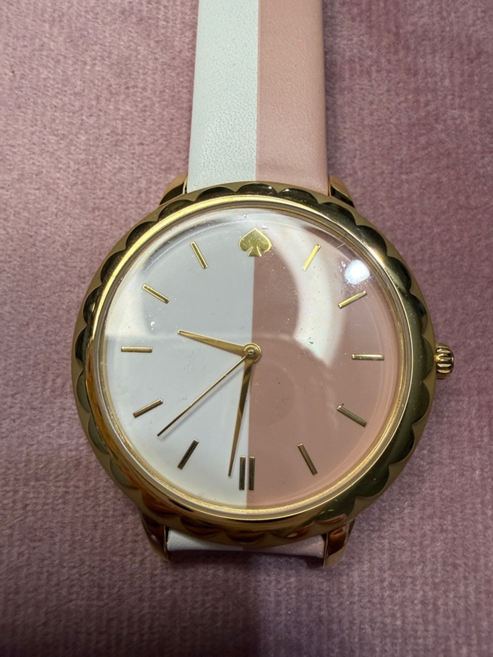 kate spade Gold-Bezel Two-Tone Pink & White Dial Watch
